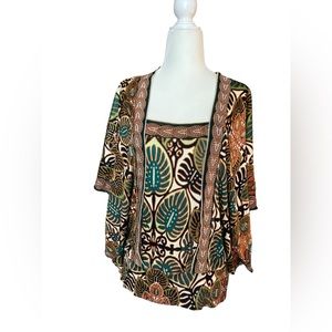 Jean Paul Gaultier Soleil Large Vintage Orange Leaf‎ Print Top Rare Designer